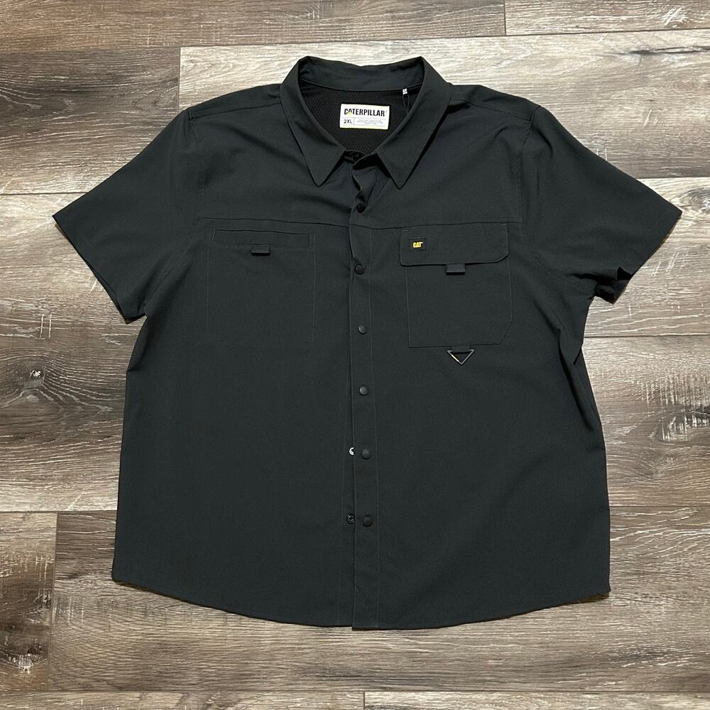 CAT Caterpillar Tech Utility Shirt 2XL Black Ripstop Work NWT